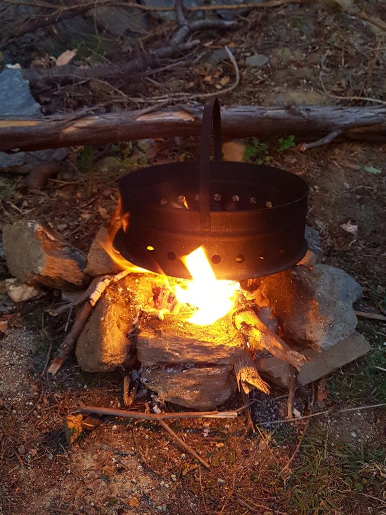 roasting chestnuts in Corsica