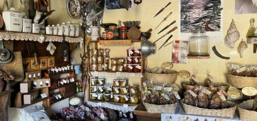 Inside the shop of l'Acqualina in the village of Felce in Corsica