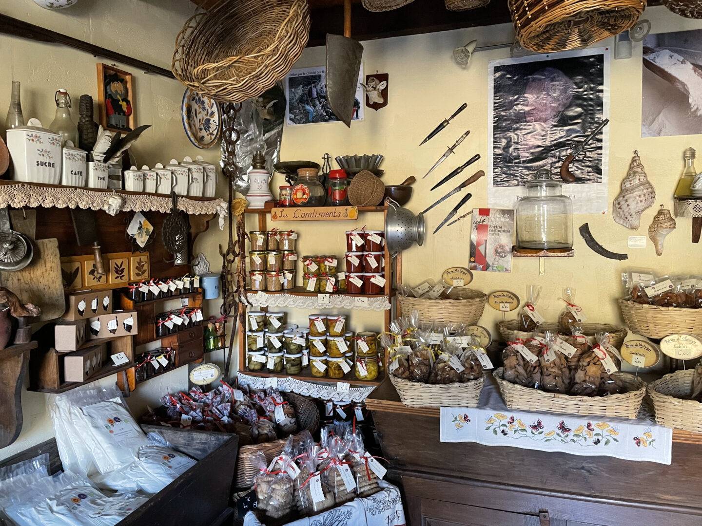 Inside the shop of l'Acqualina in the village of Felce in Corsica