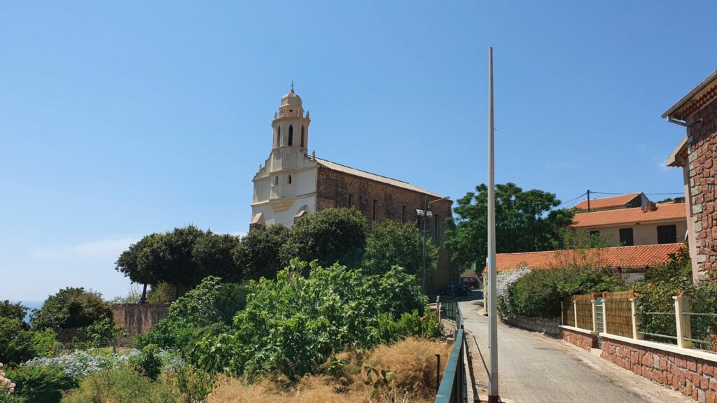 Walking toward the Greek Church in Cargese, Saint Spyridon