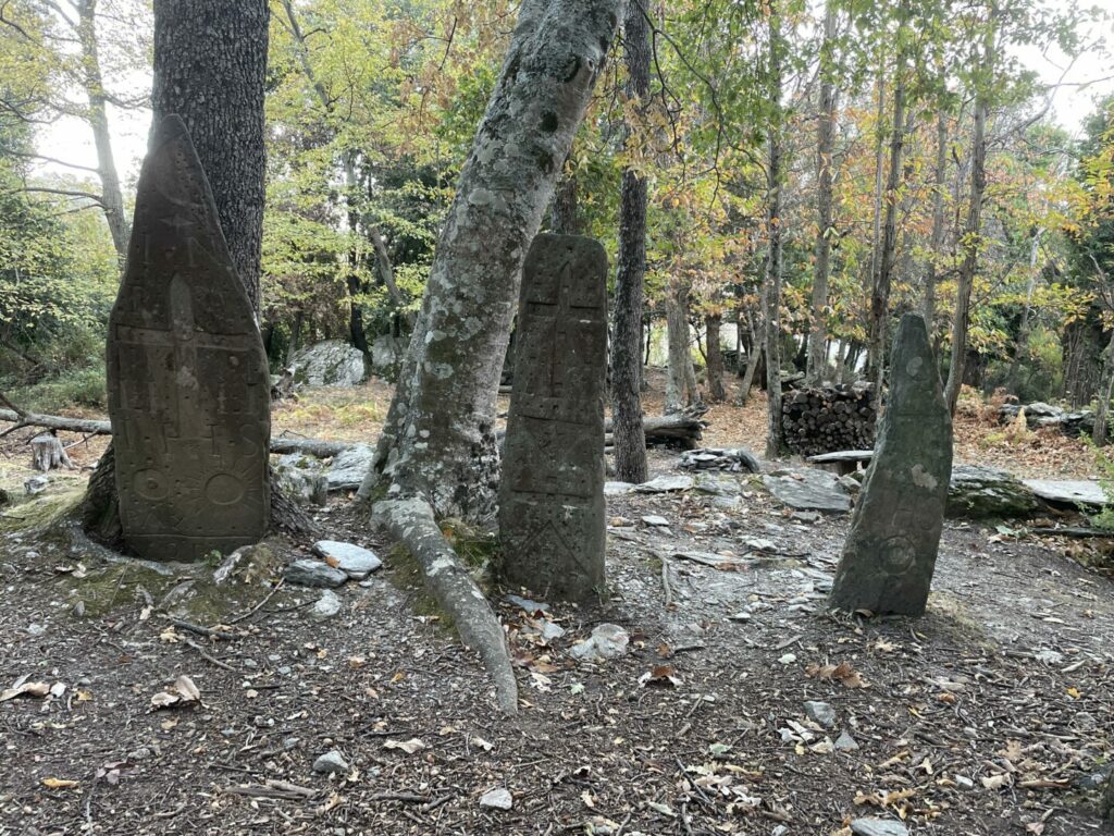 View of the three stones called E Petre Scritte.