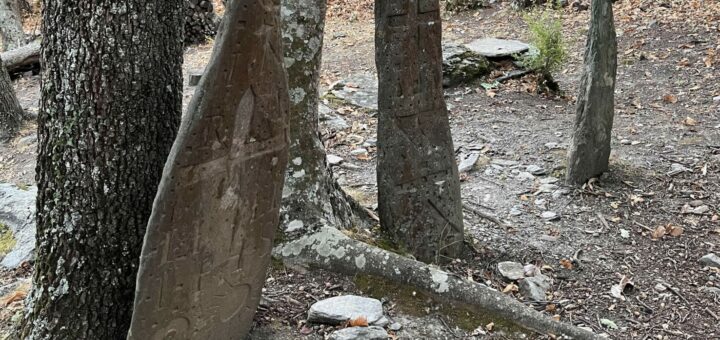 Another view of the three Petre Scritte of Silvareccio, Corsica