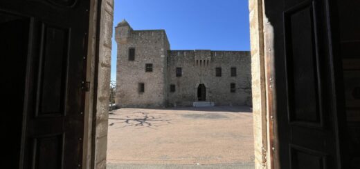 Museum of Aleria, the "Fort of Matra", seen from the entrance of the chapel of Saint Marcel.