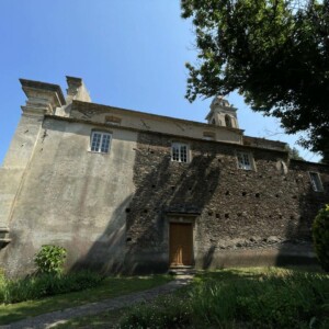 Side view of the church of Cagnano in Capicorsu, Corsica.