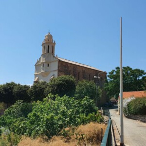 Walking toward the Greek Church in Cargese, Saint Spyridon